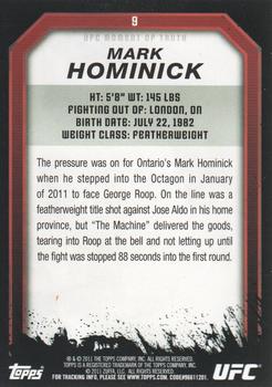 2011 Topps UFC Moment of Truth #9 Mark Hominick Back