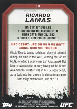 2011 Topps UFC Moment of Truth #13 Ricardo Lamas Back