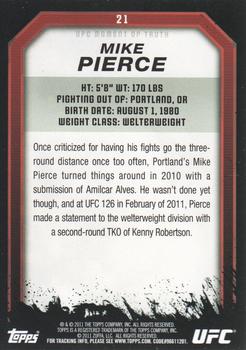 2011 Topps UFC Moment of Truth #21 Mike Pierce Back