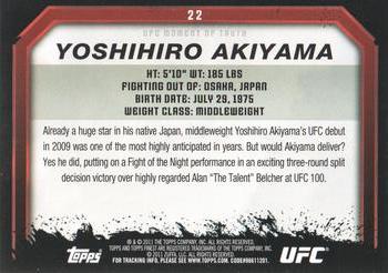 2011 Topps UFC Moment of Truth #22 Yoshihiro Akiyama Back
