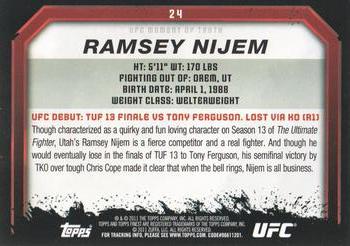 2011 Topps UFC Moment of Truth #24 Ramsey Nijem Back