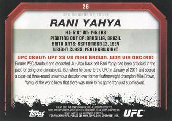 2011 Topps UFC Moment of Truth #26 Rani Yahya Back