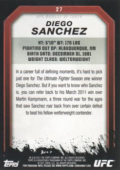 2011 Topps UFC Moment of Truth #27 Diego Sanchez Back