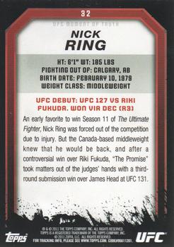 2011 Topps UFC Moment of Truth #32 Nick Ring Back