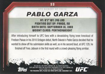 2011 Topps UFC Moment of Truth #33 Pablo Garza Back