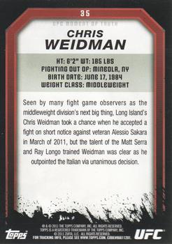 2011 Topps UFC Moment of Truth #35 Chris Weidman Back