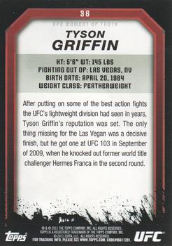 2011 Topps UFC Moment of Truth #36 Tyson Griffin Back