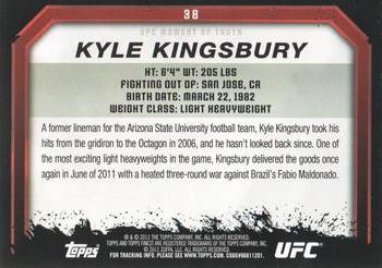 2011 Topps UFC Moment of Truth #38 Kyle Kingsbury Back