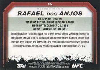 2011 Topps UFC Moment of Truth #45 Rafael dos Anjos Back