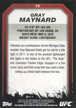 2011 Topps UFC Moment of Truth #46 Gray Maynard Back