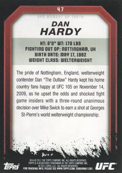 2011 Topps UFC Moment of Truth #47 Dan Hardy Back