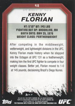 2011 Topps UFC Moment of Truth #48 Kenny Florian Back