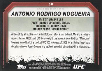 2011 Topps UFC Moment of Truth #50 Antonio Rodrigo Nogueira Back