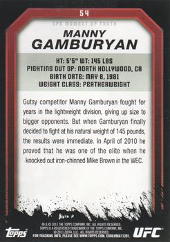 2011 Topps UFC Moment of Truth #54 Manny Gamburyan Back