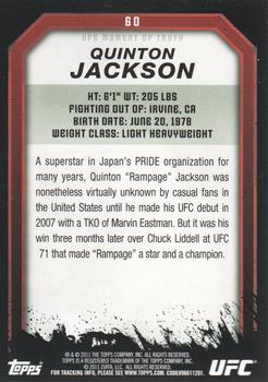 2011 Topps UFC Moment of Truth #60 Quinton Jackson Back