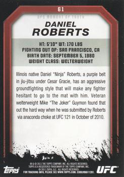2011 Topps UFC Moment of Truth #61 Daniel Roberts Back