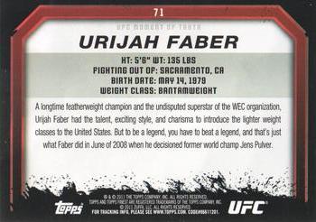 2011 Topps UFC Moment of Truth #71 Urijah Faber Back