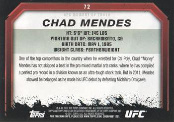 2011 Topps UFC Moment of Truth #72 Chad Mendes Back
