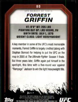 2011 Topps UFC Moment of Truth #80 Forrest Griffin Back