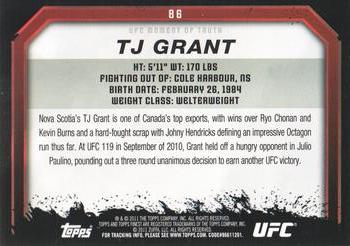 2011 Topps UFC Moment of Truth #86 TJ Grant Back