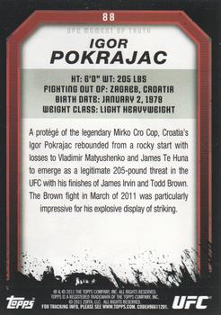 2011 Topps UFC Moment of Truth #88 Igor Pokrajac Back