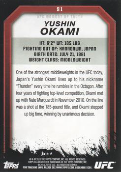 2011 Topps UFC Moment of Truth #91 Yushin Okami Back