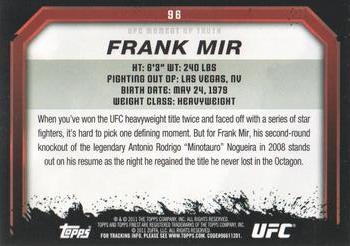 2011 Topps UFC Moment of Truth #96 Frank Mir Back