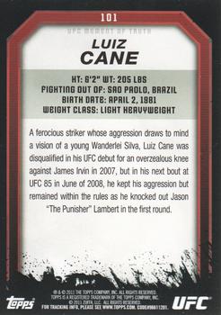 2011 Topps UFC Moment of Truth #101 Luiz Cane Back
