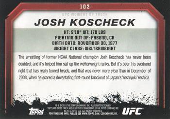 2011 Topps UFC Moment of Truth #102 Josh Koscheck Back