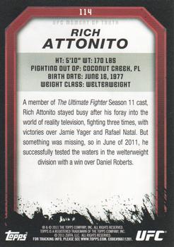 2011 Topps UFC Moment of Truth #114 Rich Attonito Back