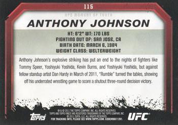 2011 Topps UFC Moment of Truth #115 Anthony Johnson Back