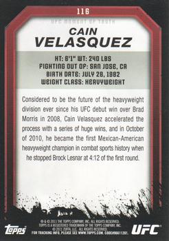 2011 Topps UFC Moment of Truth #116 Cain Velasquez Back