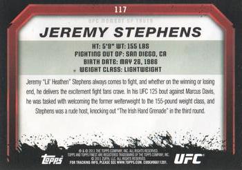 2011 Topps UFC Moment of Truth #117 Jeremy Stephens Back