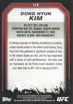 2011 Topps UFC Moment of Truth #119 Dong-Hyun Kim Back