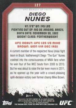 2011 Topps UFC Moment of Truth #127 Diego Nunes Back