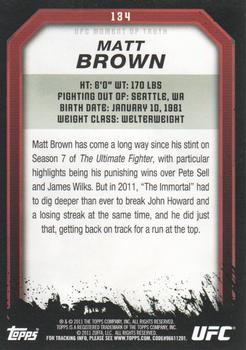 2011 Topps UFC Moment of Truth #134 Matt Brown Back