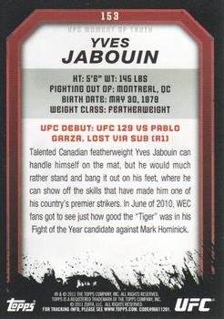 2011 Topps UFC Moment of Truth #153 Yves Jabouin Back