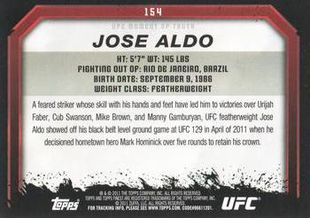 2011 Topps UFC Moment of Truth #154 Jose Aldo Back