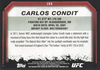 2011 Topps UFC Moment of Truth #155 Carlos Condit Back