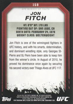 2011 Topps UFC Moment of Truth #159 Jon Fitch Back