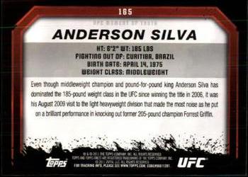2011 Topps UFC Moment of Truth #165 Anderson Silva Back