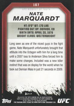 2011 Topps UFC Moment of Truth #167 Nate Marquardt Back