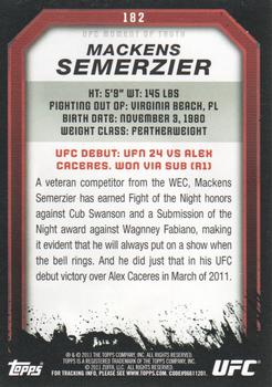2011 Topps UFC Moment of Truth #182 Mackens Semerzier Back