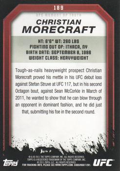 2011 Topps UFC Moment of Truth #189 Christian Morecraft Back