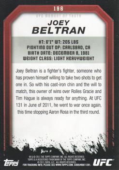 2011 Topps UFC Moment of Truth #196 Joey Beltran Back