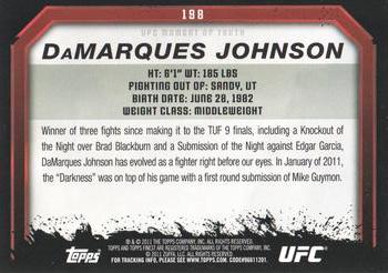 2011 Topps UFC Moment of Truth #198 DaMarques Johnson Back