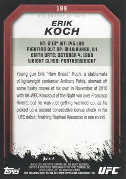 2011 Topps UFC Moment of Truth #199 Erik Koch Back