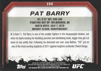 2011 Topps UFC Moment of Truth #206 Pat Barry Back