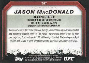 2011 Topps UFC Moment of Truth #207 Jason MacDonald Back