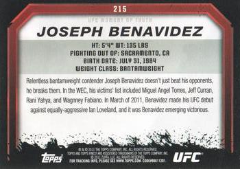 2011 Topps UFC Moment of Truth #215 Joseph Benavidez Back